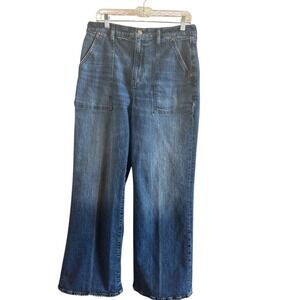 DAZE High Rise Wide Leg Woman's Size 31 Medium Wash Carpenter Jeans 1990s Boho